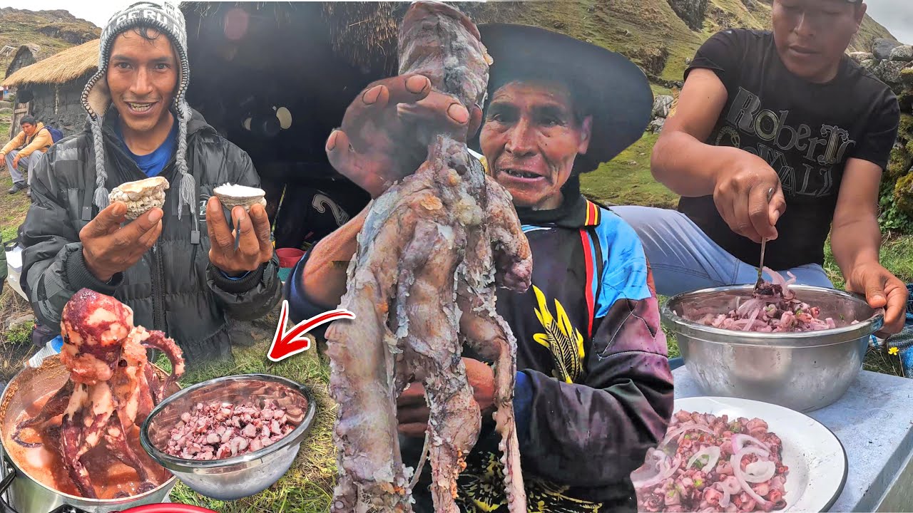 Preparamos al TIO AURELIO Un Rico CEVICHE DE PULPO a mas de 4300m.s.n.m. | Pesca y Cocina