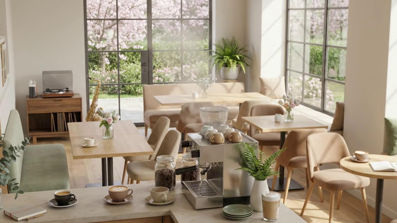 コーヒーの蒸気と春ジャズ ☕🌷 リラックスムード