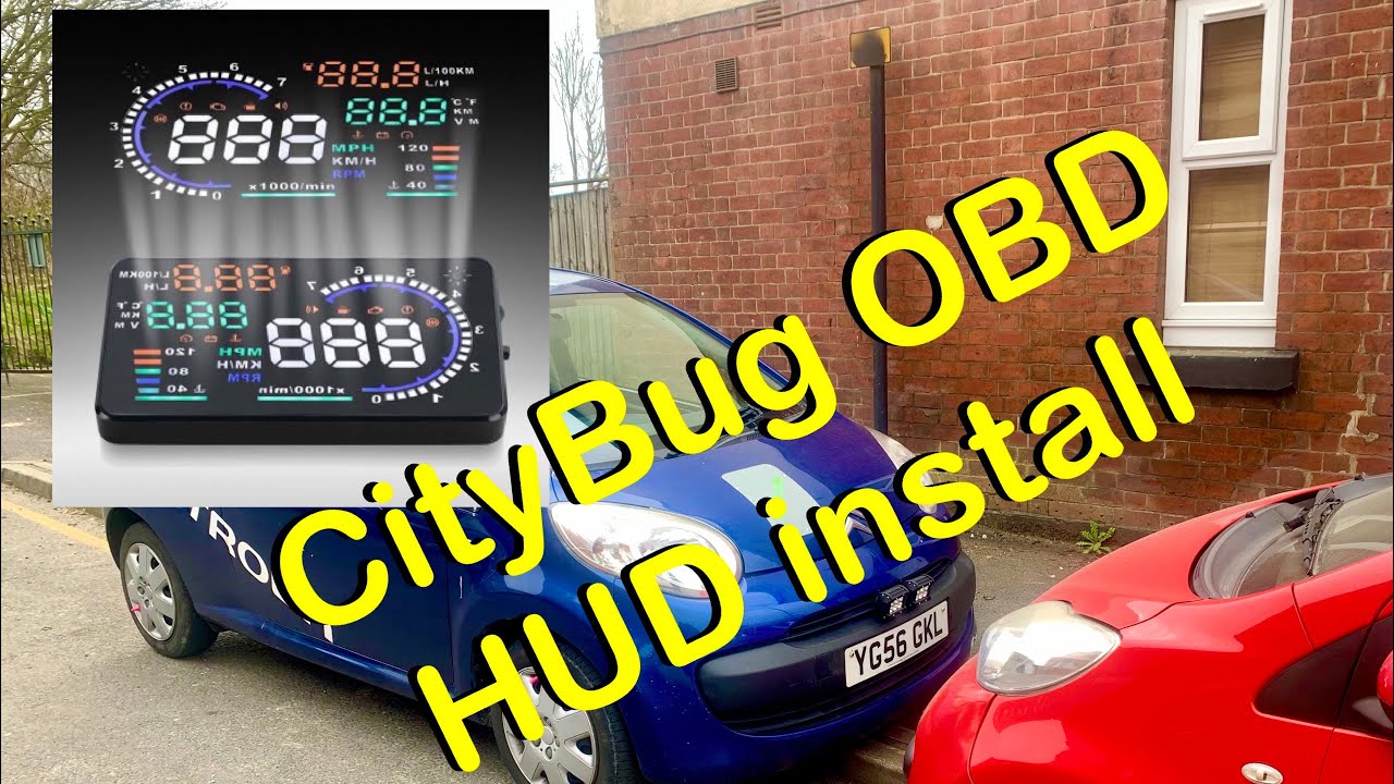 Car Head Up Display Install + Review, Citroen C1 Cheap and Easy Temp Guage + Rev Counter. (OBD HUD)