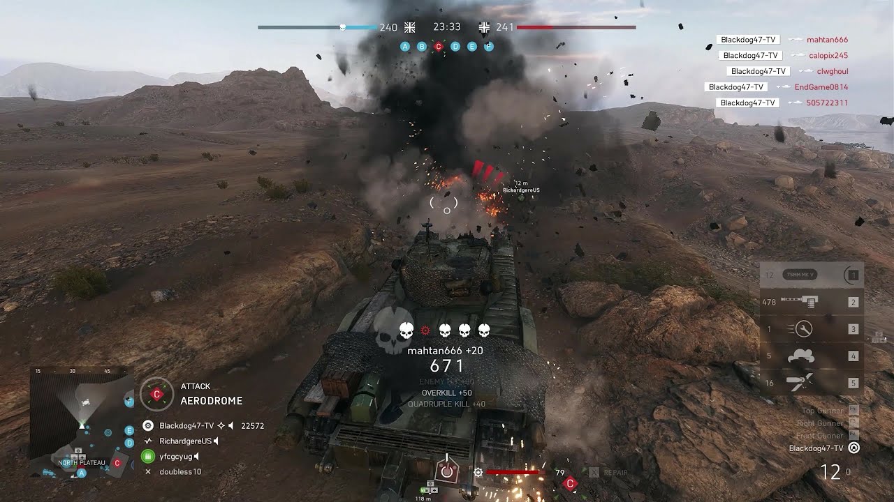 Battlefield 5: Conquest Gameplay (No Commentary) - ( CHURCHILL CROCODILE ) (119 kill)