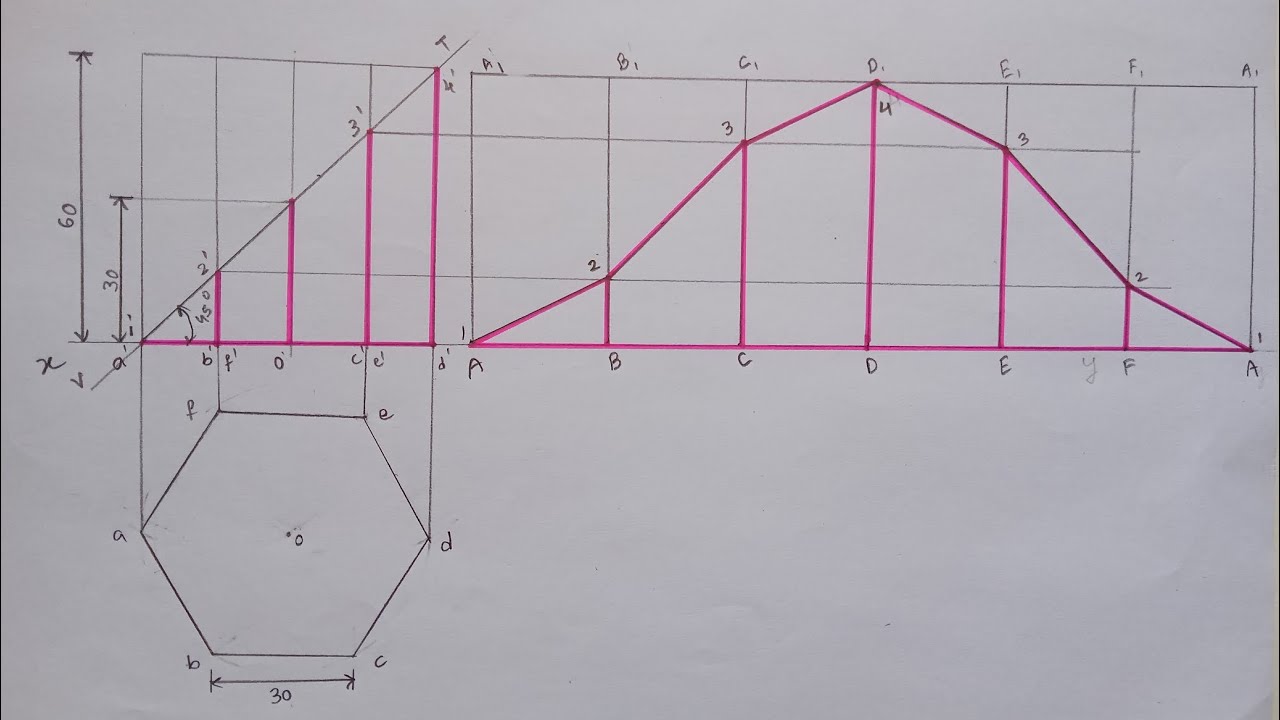 Lateral Surface of Hexagonal Prism | Engineering Drawing