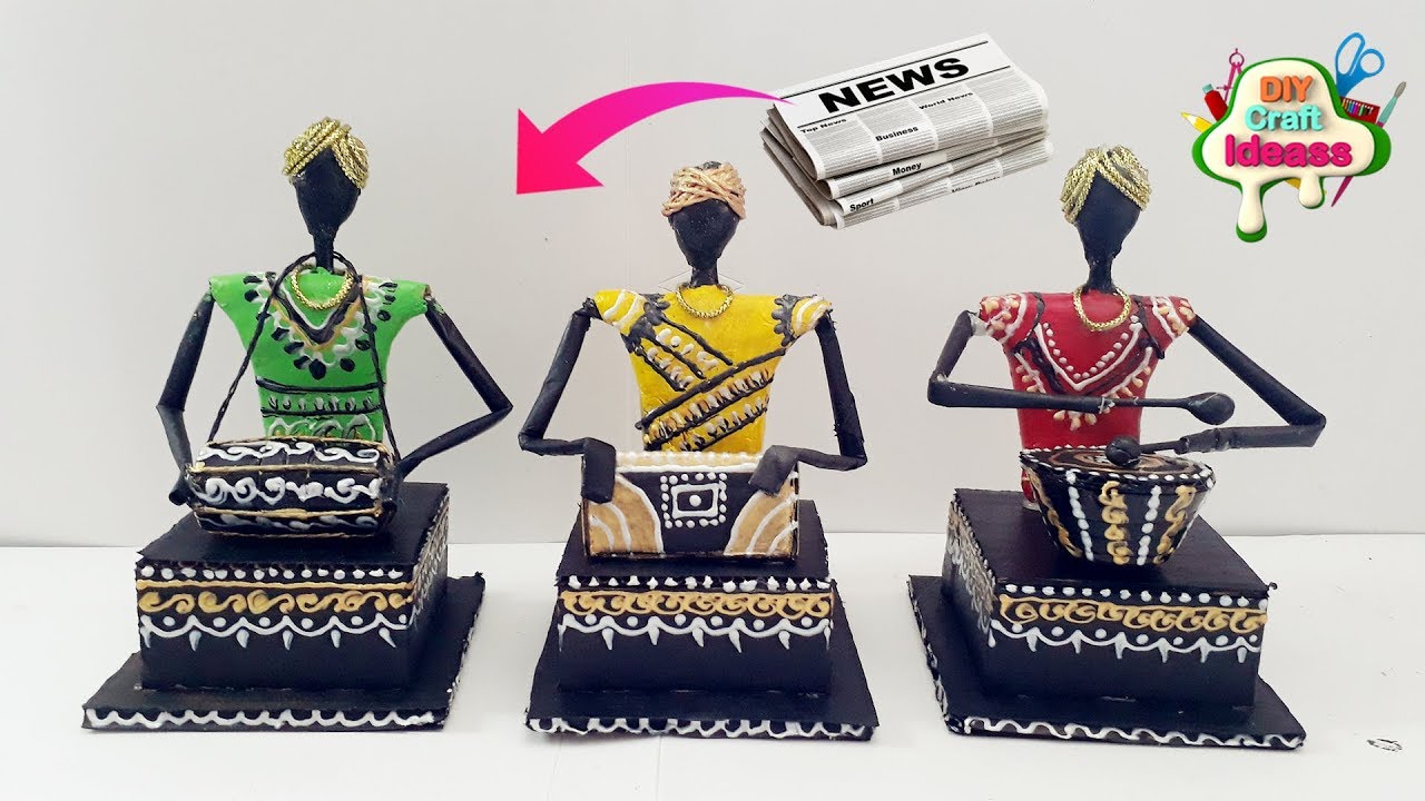 #doll #DIY doll from newspaper #how to make paper doll A beautiful #traditional tribal