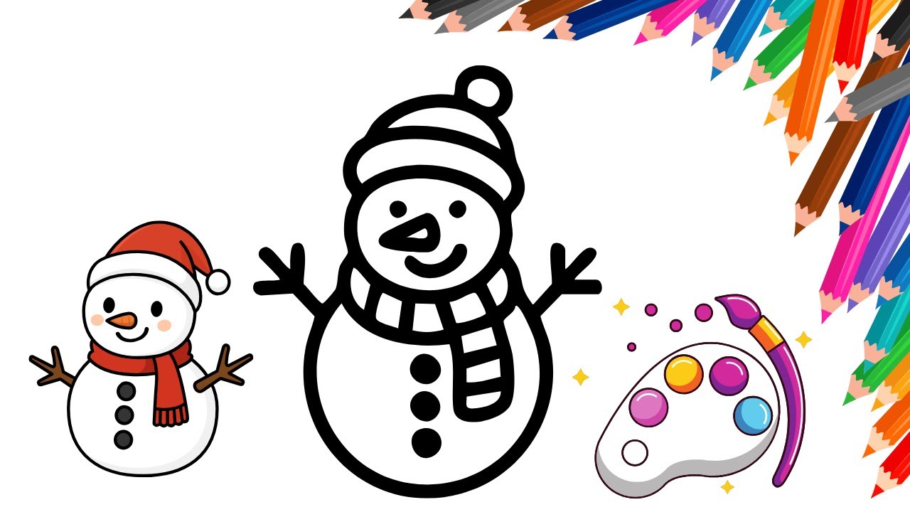 Christmas Snowman Colouring for Kids | Easy Kids Colouring
