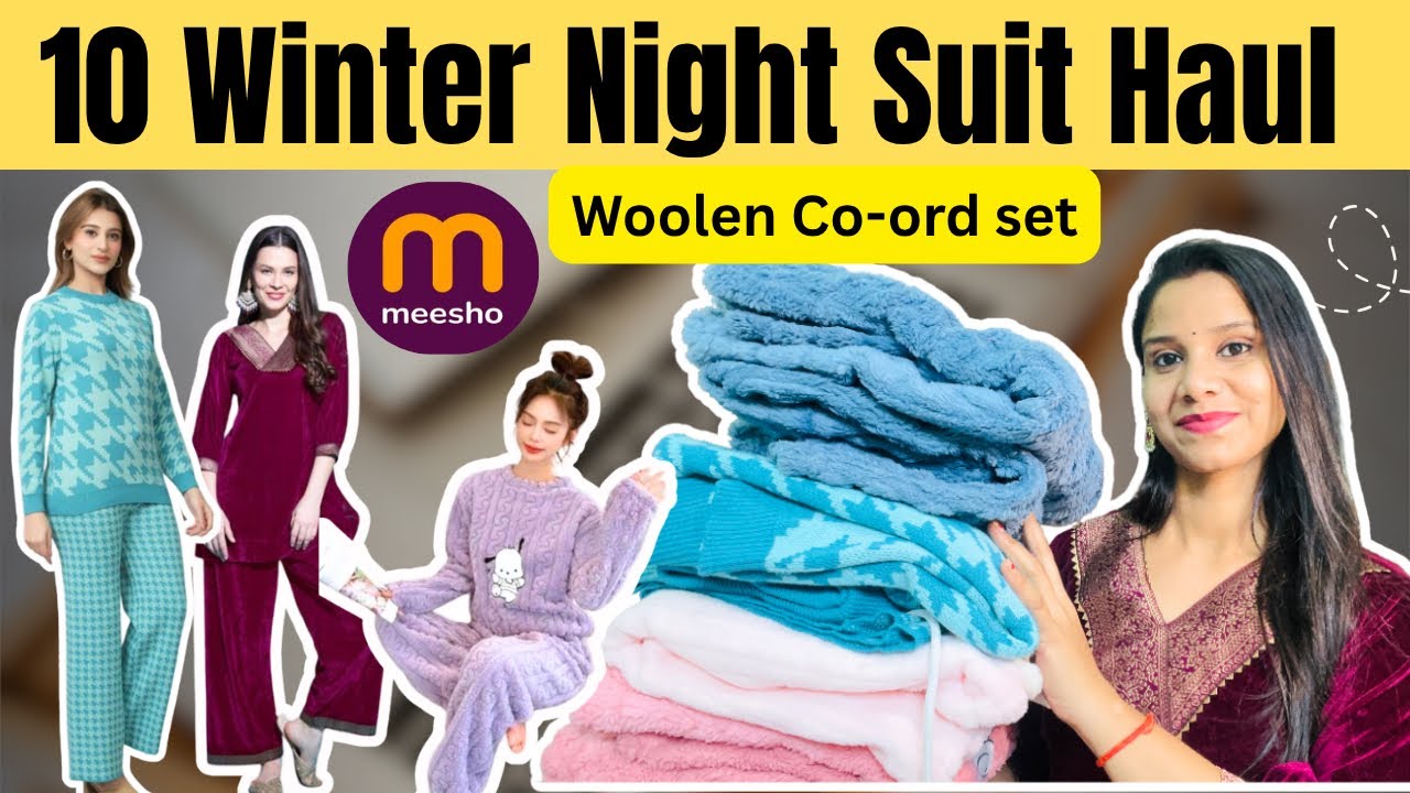 HUGE* Meesho Winter Woolen Coord Set / Night Suit Haul | Meesho Woolen Night Suit Haul Under 500