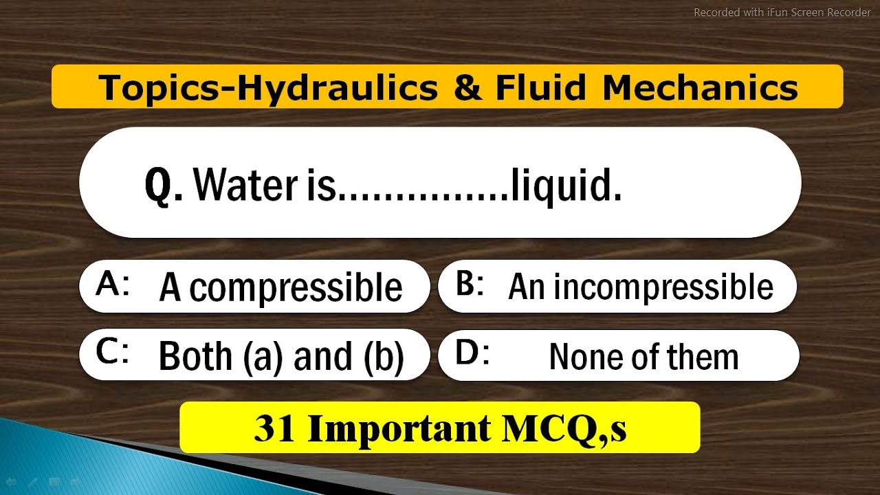 Hydraulic and Fluid Mechanics Most Important MCQ's | Objective Type Questions and Answers