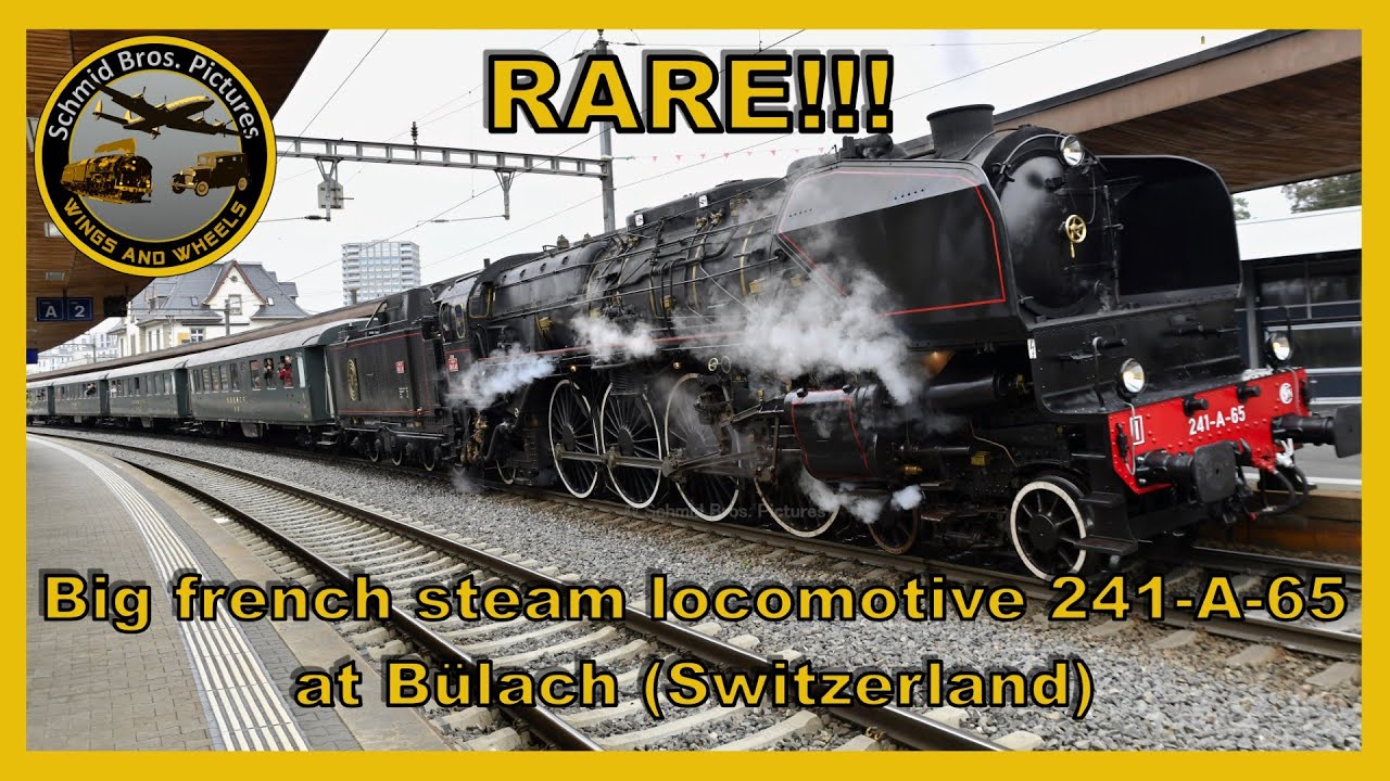 RARE!!! Big french steam locomotive 241-A-65 at Bülach (Switzerland) and various Re 6/6