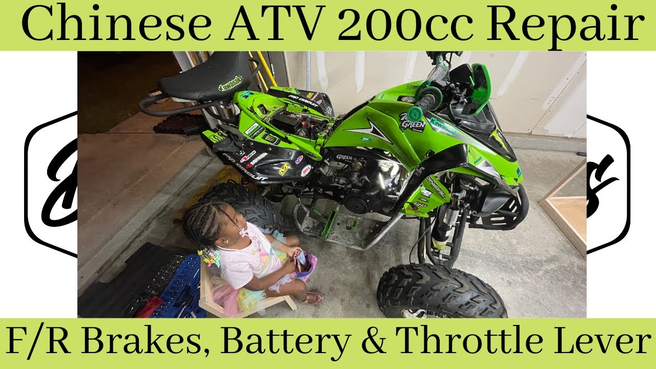 200CC Chinese ATV Repair | Front & Rear Brakes | Battery | Brake Lever Thumb Throttle