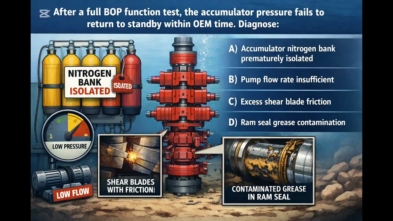 BOP Accumulator Pressure Not RecoveringQ54#BOP #WellControl #DrillingSafety #AccumulatorSystem 