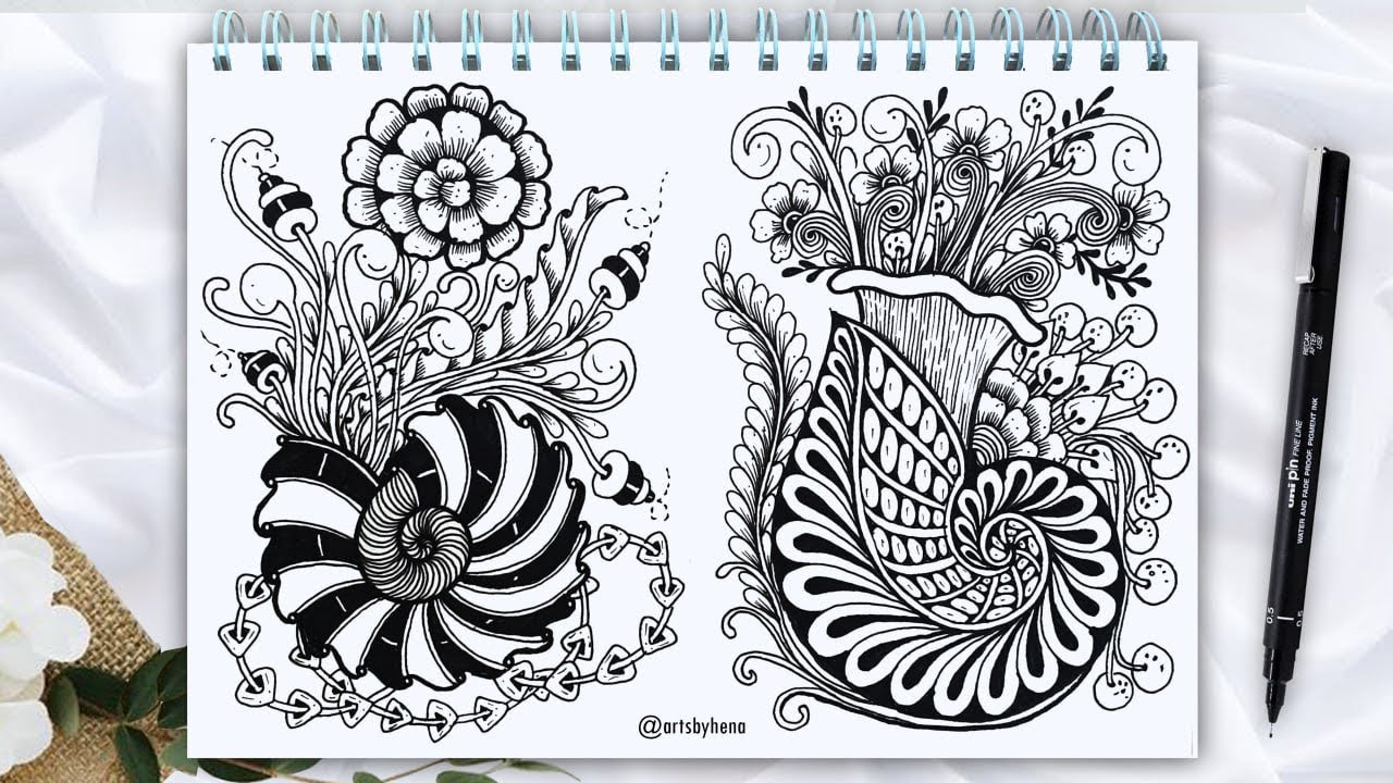 How To Draw Tangle Art || Zentangle Art