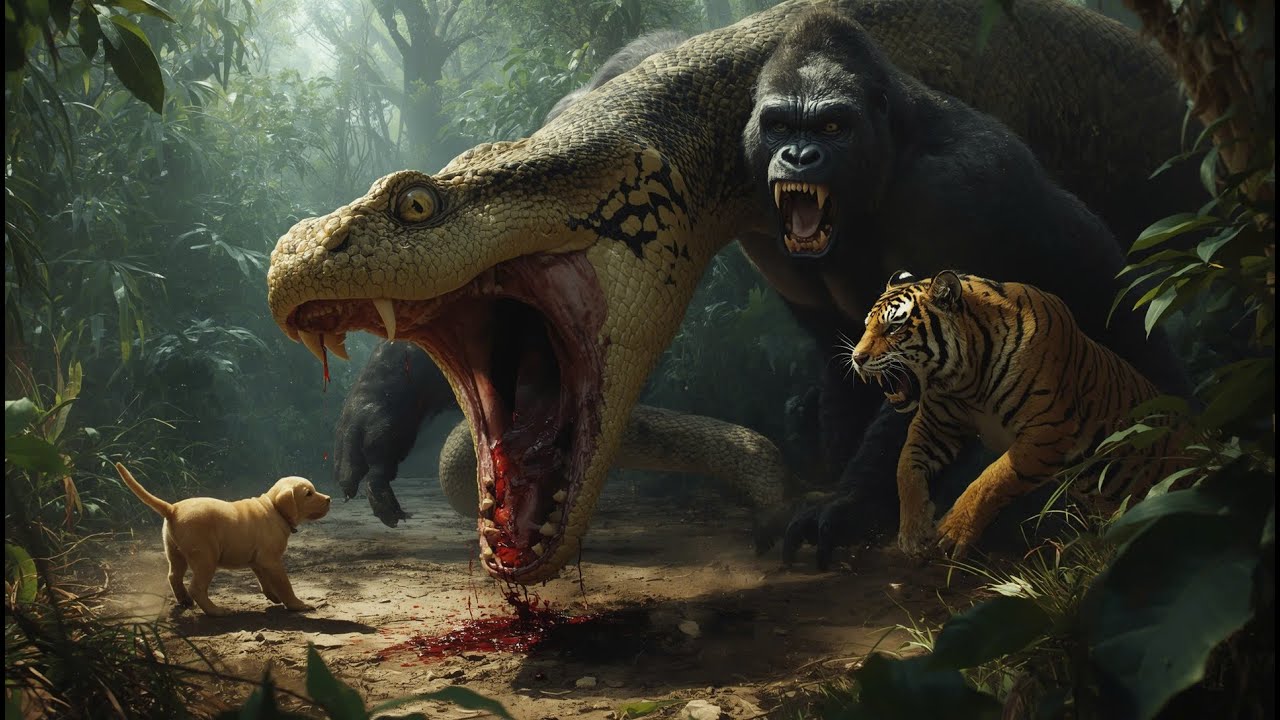 King Kong Movie: Epic Alliance - Giant Ape Saves Puppy From Tiger King & Titanoboa! 🦍🐶⚡