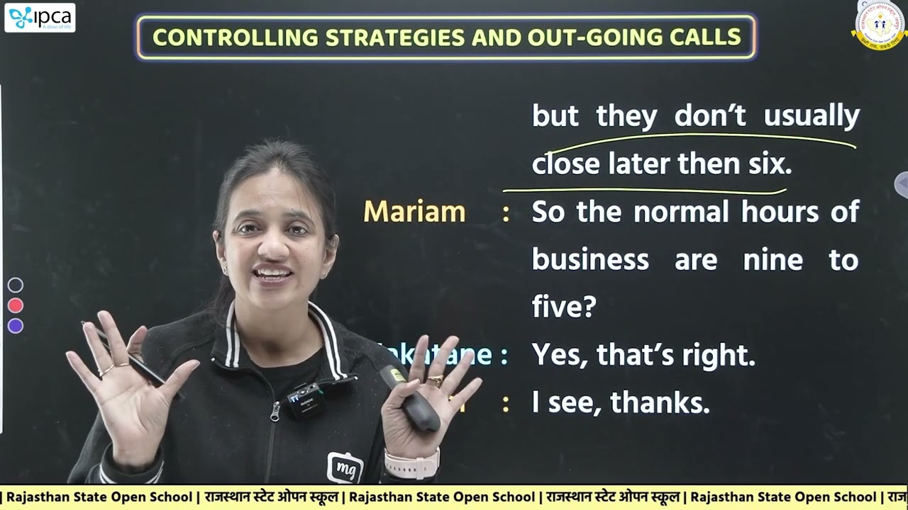 RSOS Class 12 English Chapter 29 Controlling Strategies And Out-Going Calls (ESP Receptionist)
