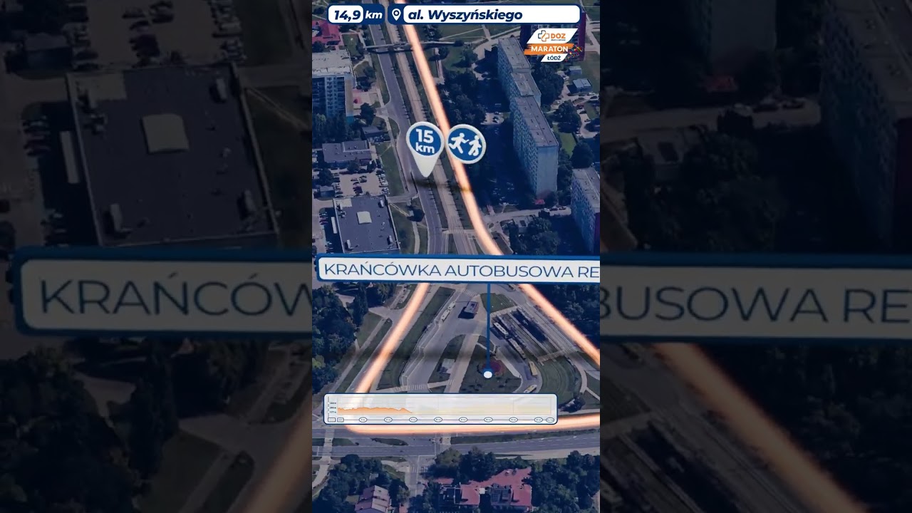 DOZ Maraton Łódź 2026  animacja trasy 3D pion