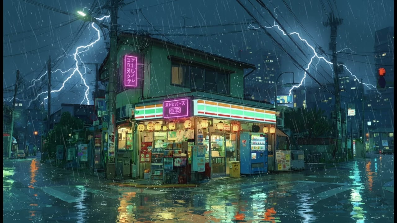 Stormy Tokyo After Midnight Rainy Lofi for Deep Sleep (Night City Ambience)