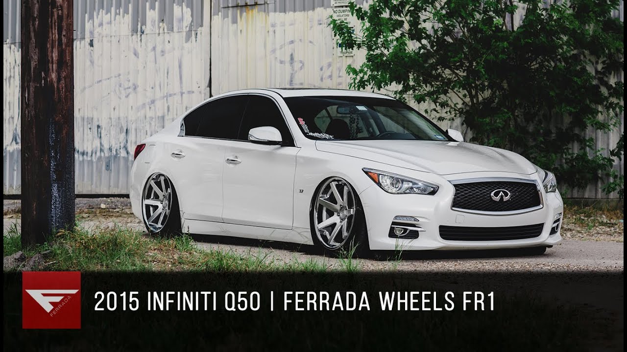 2015 Infiniti Q50 bagged | Ferrada FR1 Machine Silver / Chrome Lip