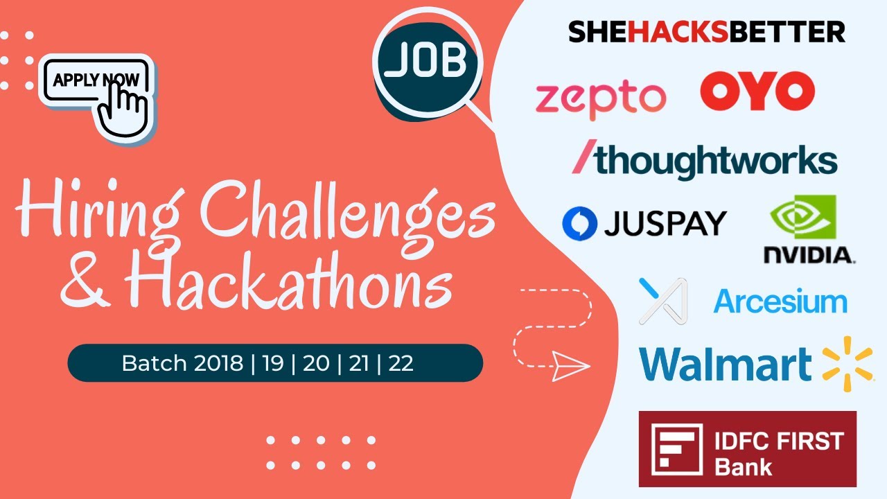 Hiring Challenges & Hackathons | Job Opportunities | 2019 | 20 | 21 | 22 | Apply Now!!