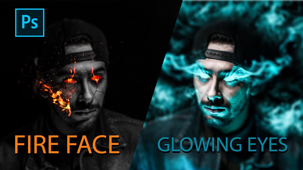 glowing eyes__ fire face __ photoshop tutorial