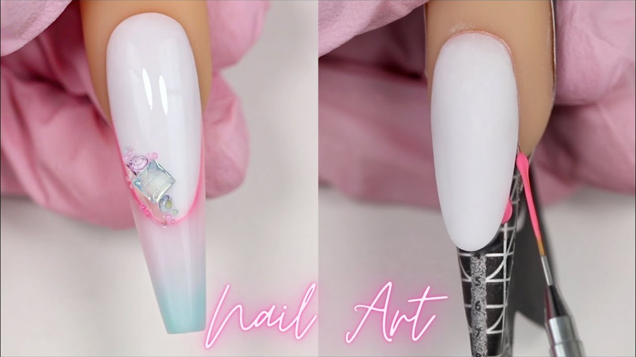 Uñas con Crystales conicos 💅🏻✨ Nail Art