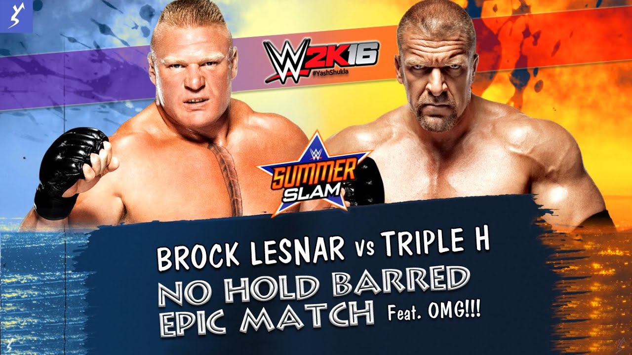 WWE 2K16 - Brock Lesnar vs Triple H | No Holds Barred Match | PS4 Gameplay