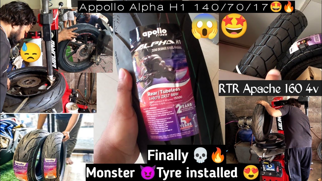 Finally 😍 Bike Tyre Upgrade🤩 || Appolo Alpha H1 | Monster 😈 Tyre | Apache 160 4V #modified #youtube 