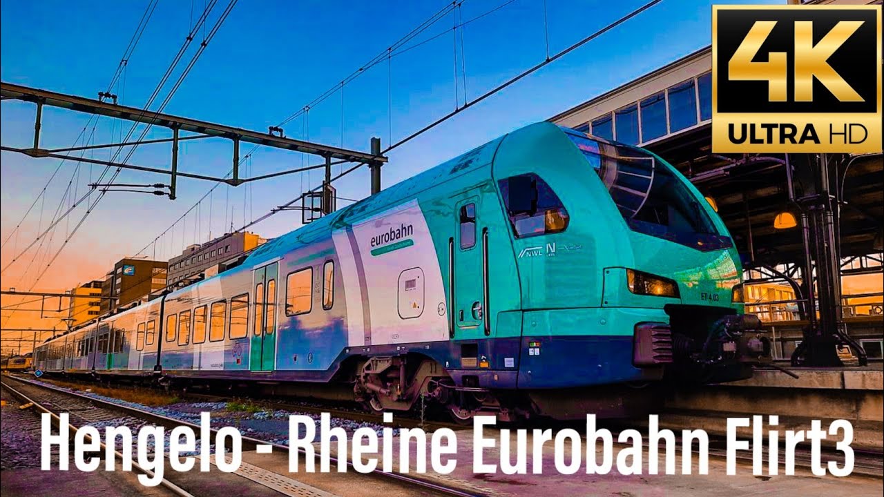 Crossing border with Eurobahn train RB61 Hengelo - Rheine Cabview cabinerit 4k