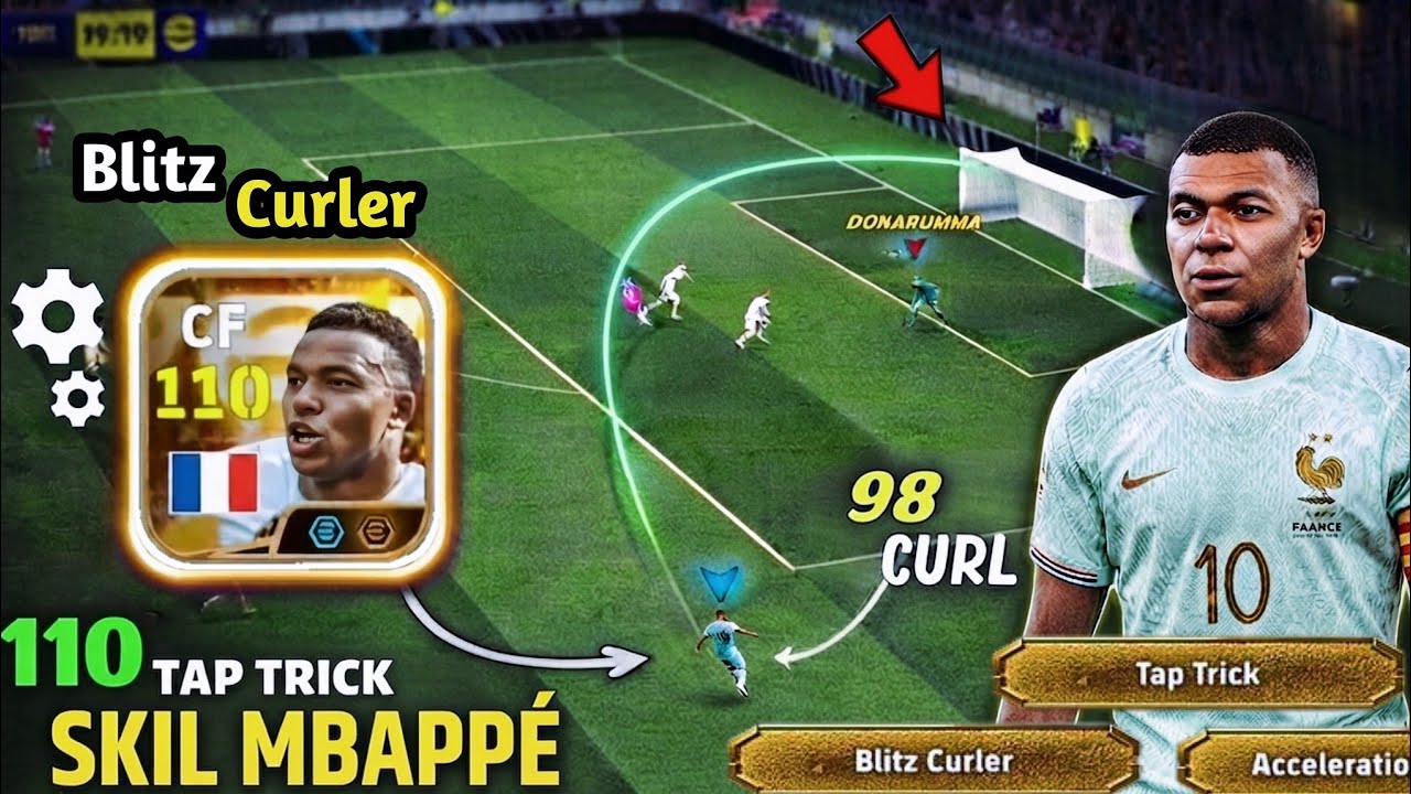 Tap Trick + Blitz Curler Skill = 100 🥶 Watch Big Time Mbappe Blitz 🔥 BEST Blitz Curler 🤔 efootball