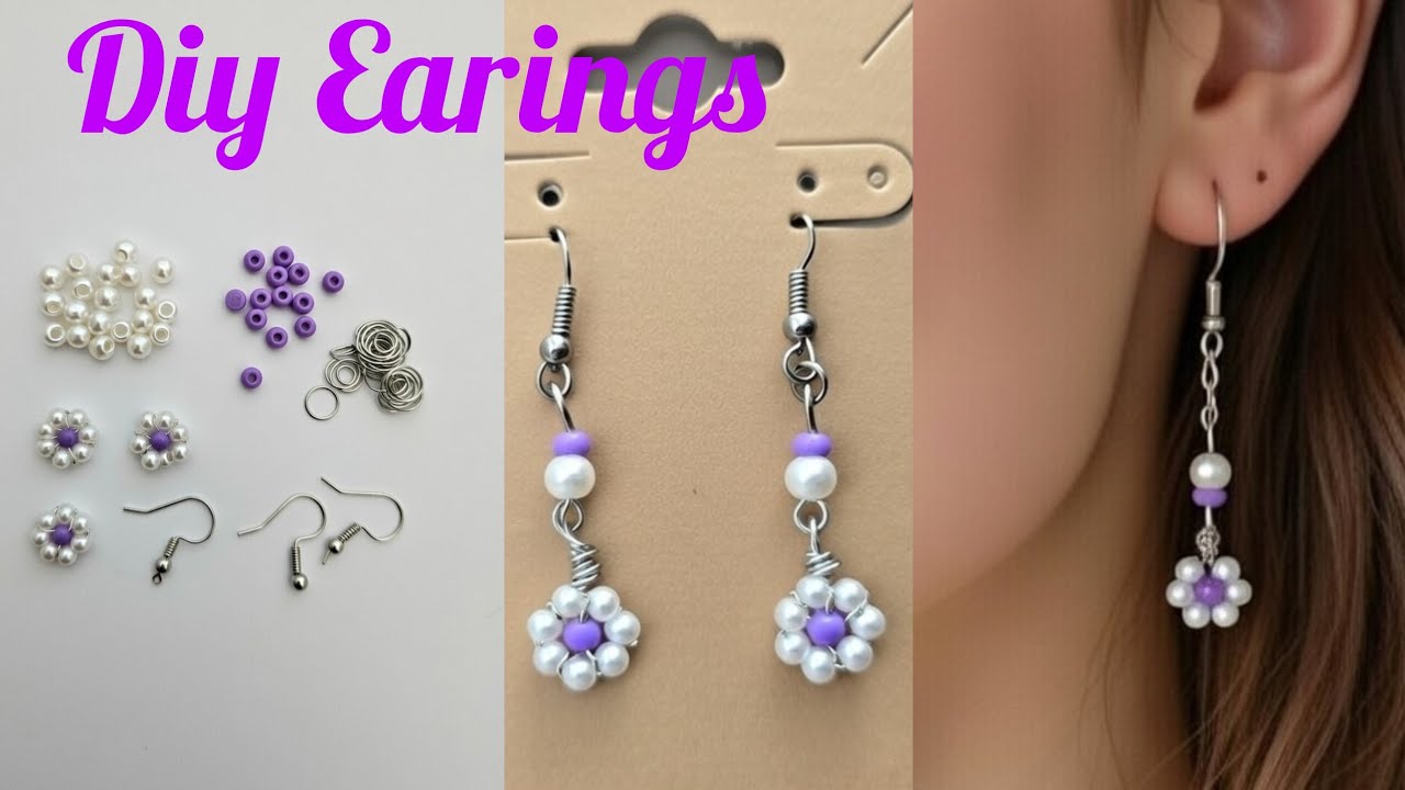 how to make Jewlery at home beads jewellery  diy beads flower making videobeads Earings making 