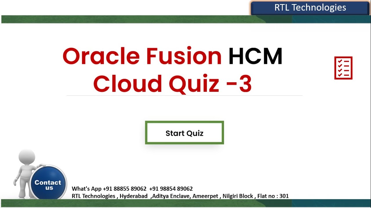 Oracle Fusion Cloud HCM QUIZ - 3 |Interview Question | Interview Support | Resume | Placement