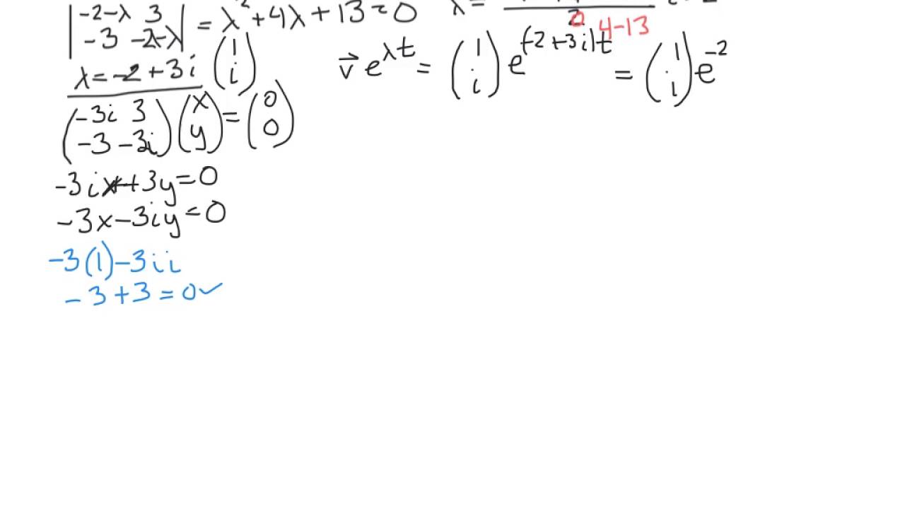 solve system of DEs with complex ev's