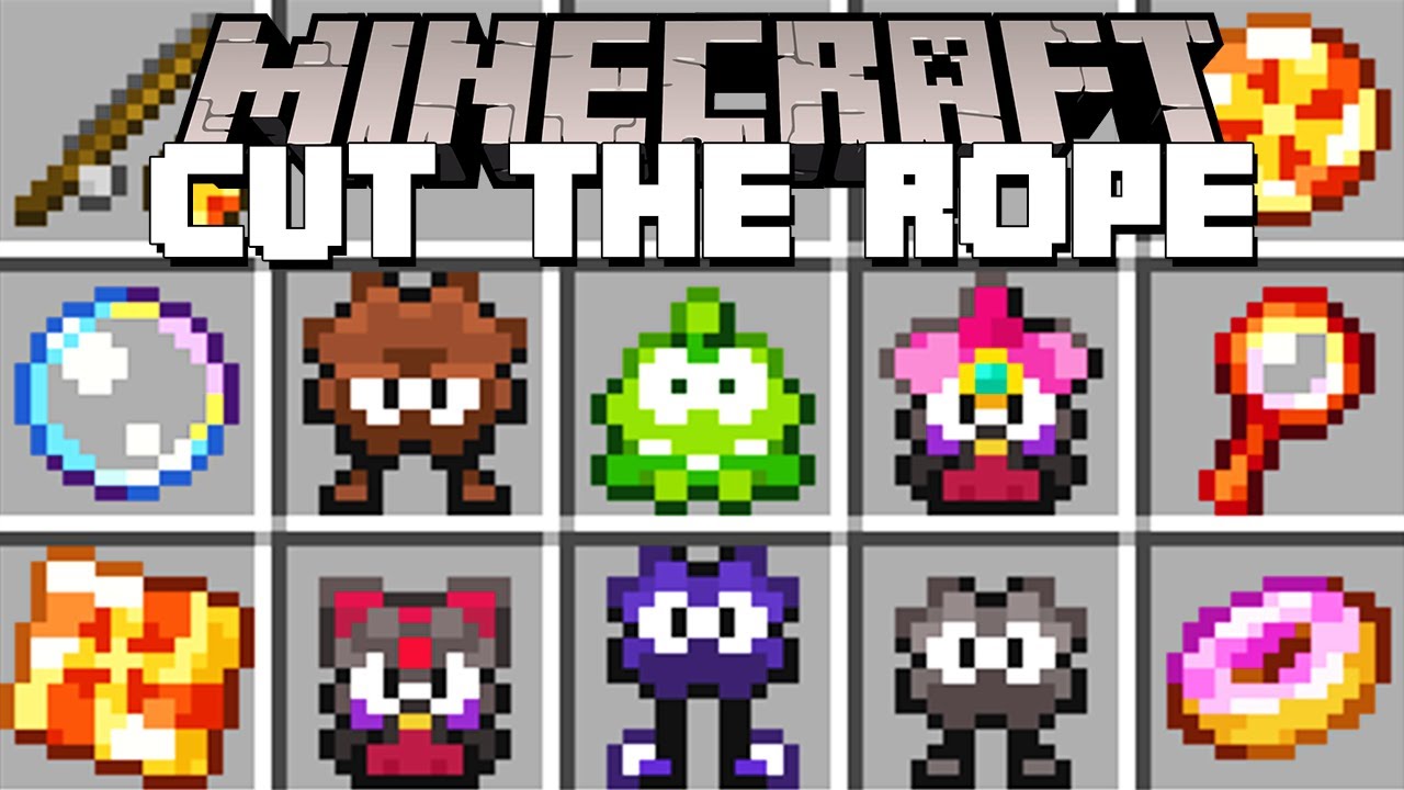 Minecraft CUT THE ROPE MOD / OM NOM MOBS AND PARKOUR MOD! (Minecraft Mods)