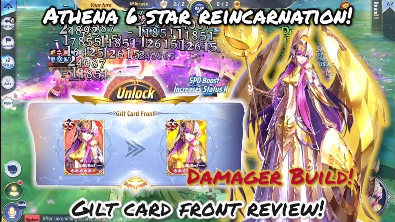 Saint Seiya: Awakening (KOTZ) - Athena 6 Star Reincarnation Gilt Card Front PvP Review! Damage Build