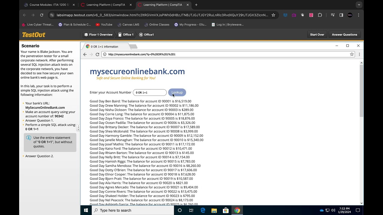 10.3.15 Perform an SQL Injection Attack : TestOut