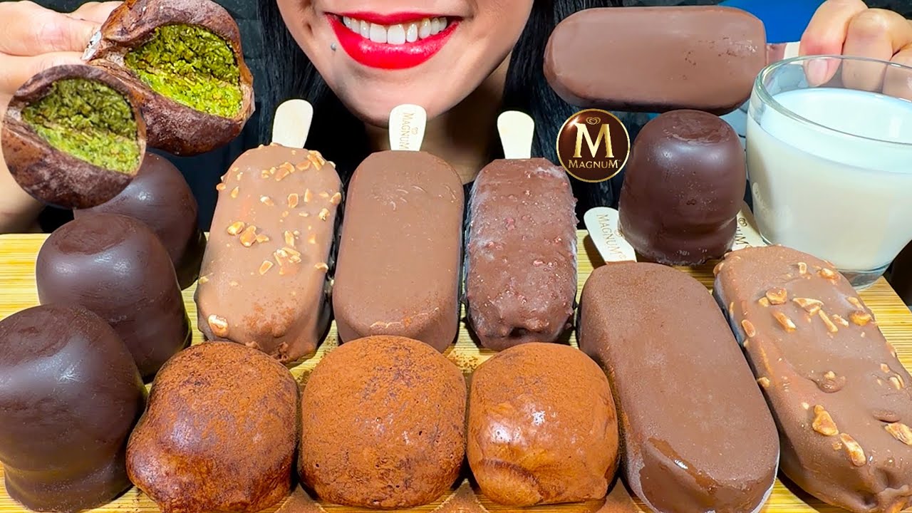 ASMR DUBAI CHEWI COOKIE, MAGNUM CHOCOLATE ICE CREAM, CHOCO MARSHMALLOW Eating Sounds