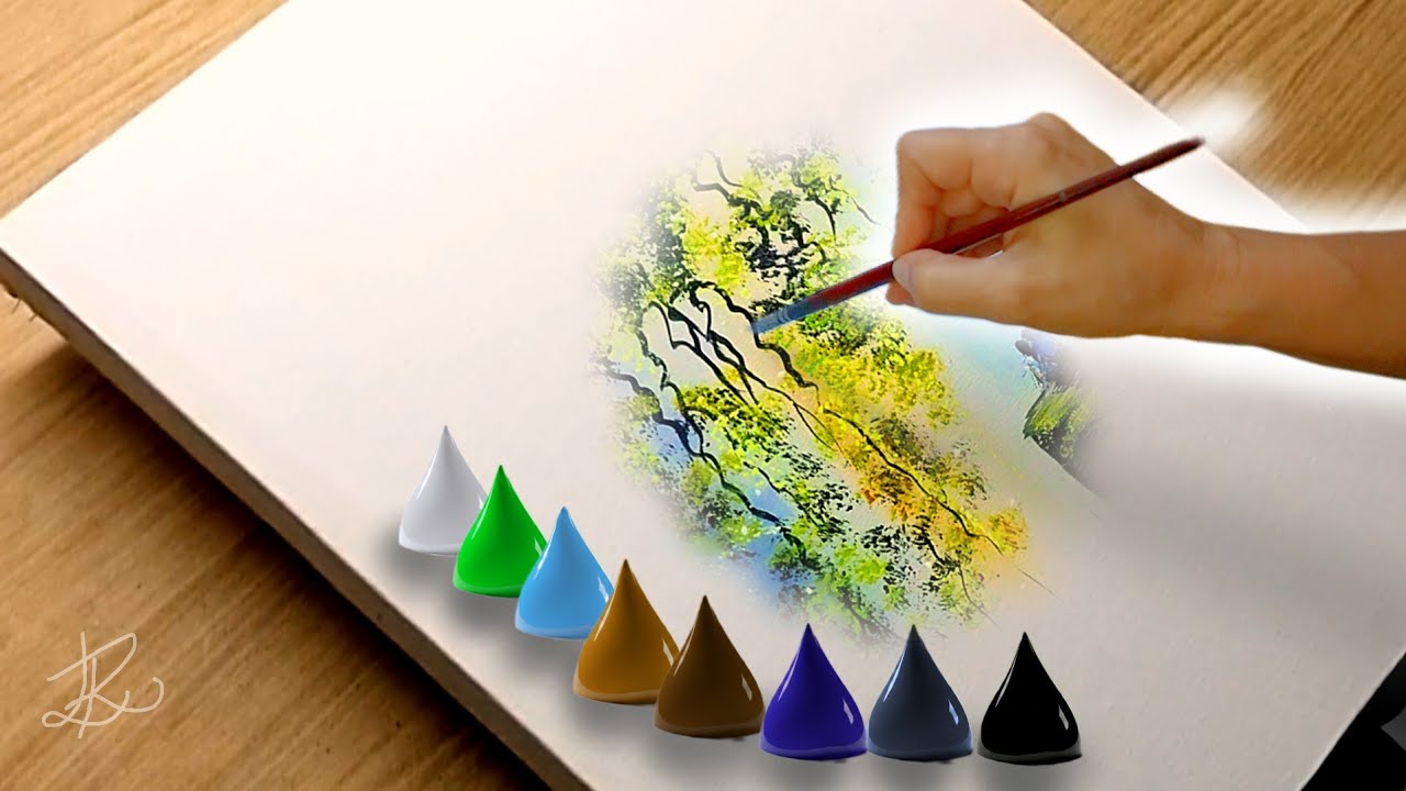 ​A Perfect Day in Nature - How to Paint a Romantic Landscape - Acrylic Painting Step-by-Step