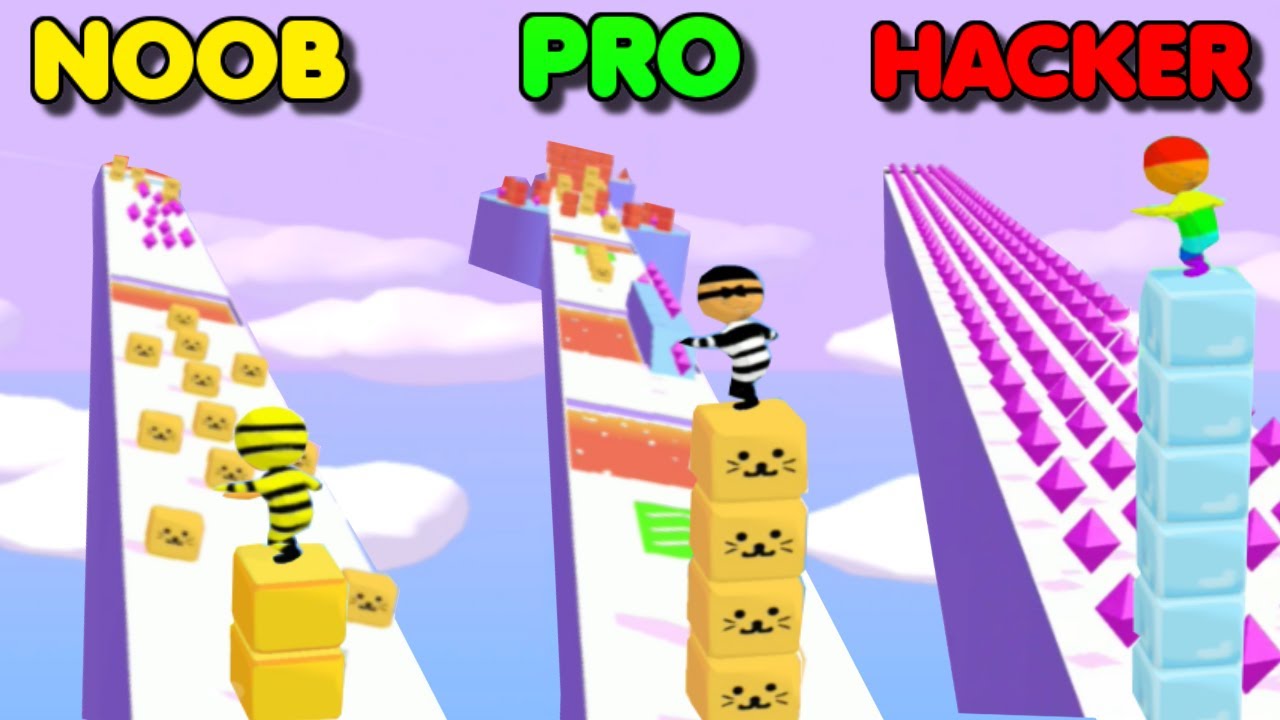 Cube Surfer!:  NOOB vs PRO vs HACKER – Which one are you? | Gameplay #1 (Android & iOS Game)