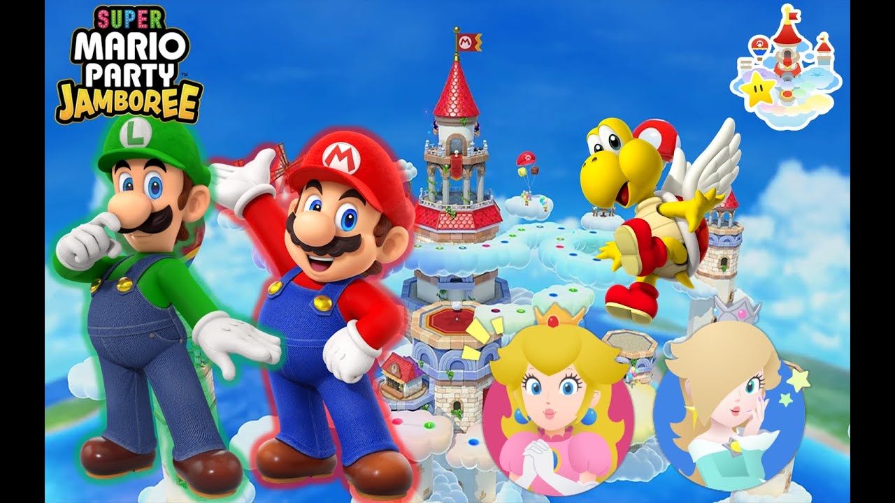 Super Mario Party Jamboree - Luigi & Mario vs Peach & Rosalina - Mario's Rainbow Castle