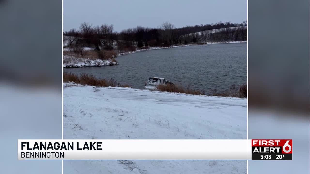 SUV slides into Omaha Lake