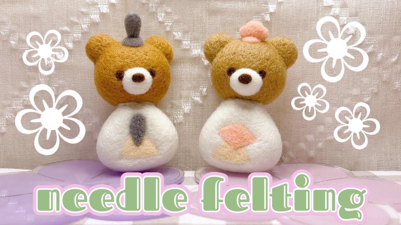 DIY Bear Hina Dolls Needle Felting | 羊毛フェルトでくまさんのひな人形作り🧸🎎