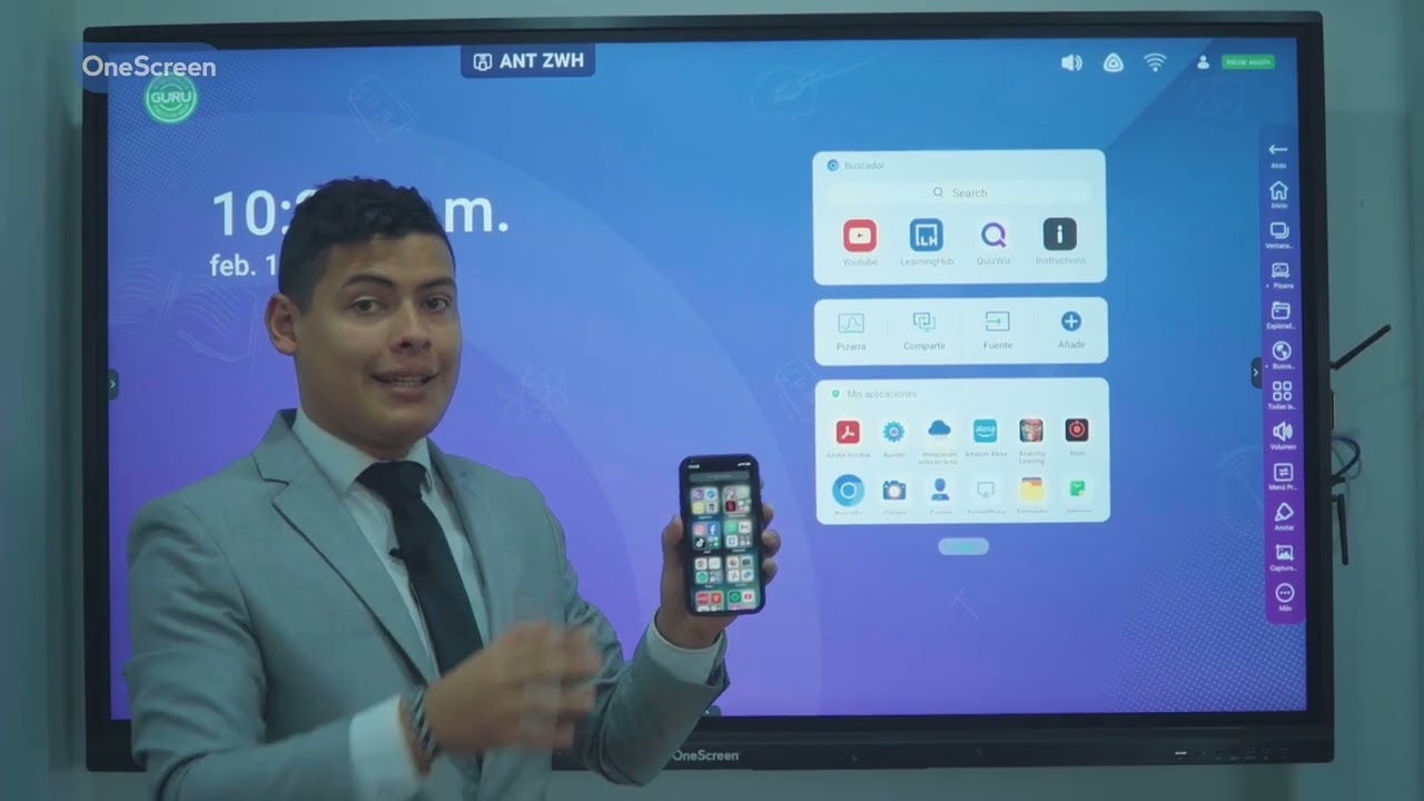 Demostración pantalla interactiva OneScreen TL7 Sebastián para salones de clase (Educativo)
