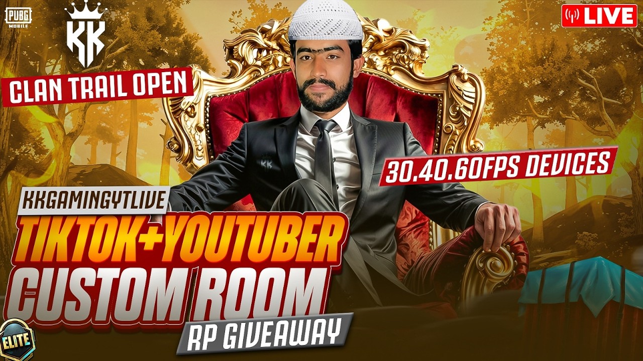 CUSTOM ROOM AND CLAN TRAIL  NO MUSIC CREATOR IS LIVE | PUBG MOBILE | kkgamingytlive