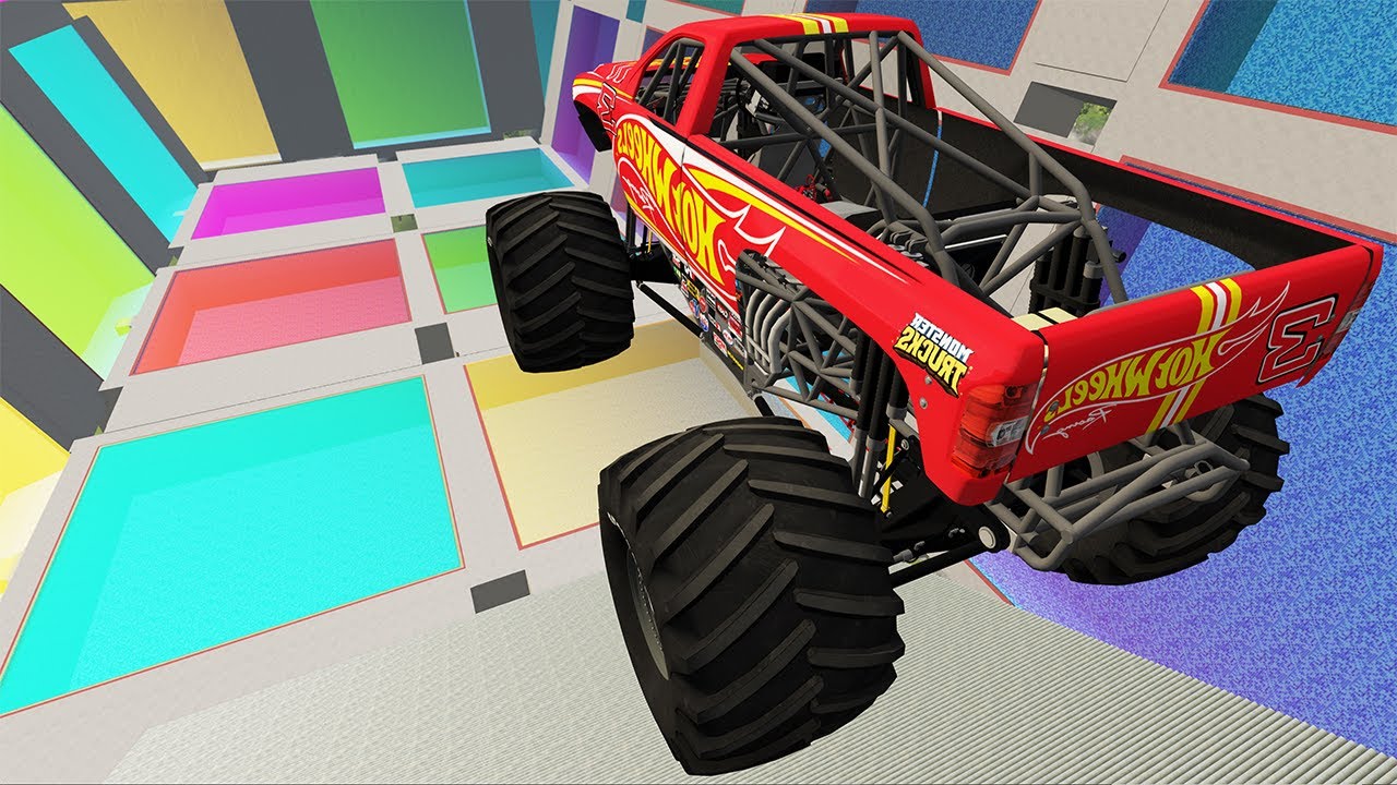 Monster Truck vs Giant Pit Car Crashes & Destruction #24 &ndash; BeamNG.Drive
