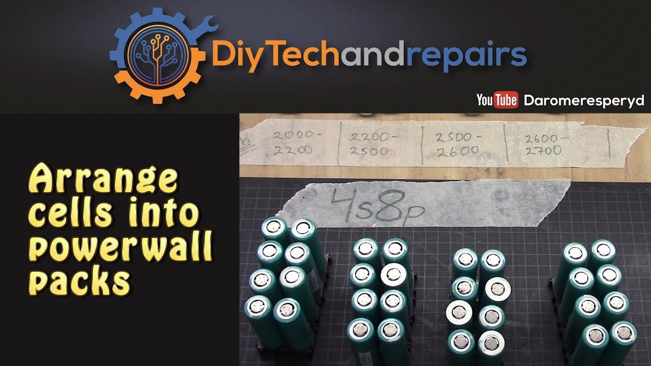 Arrange 18650 cells into DIY Tesla powerwall packs