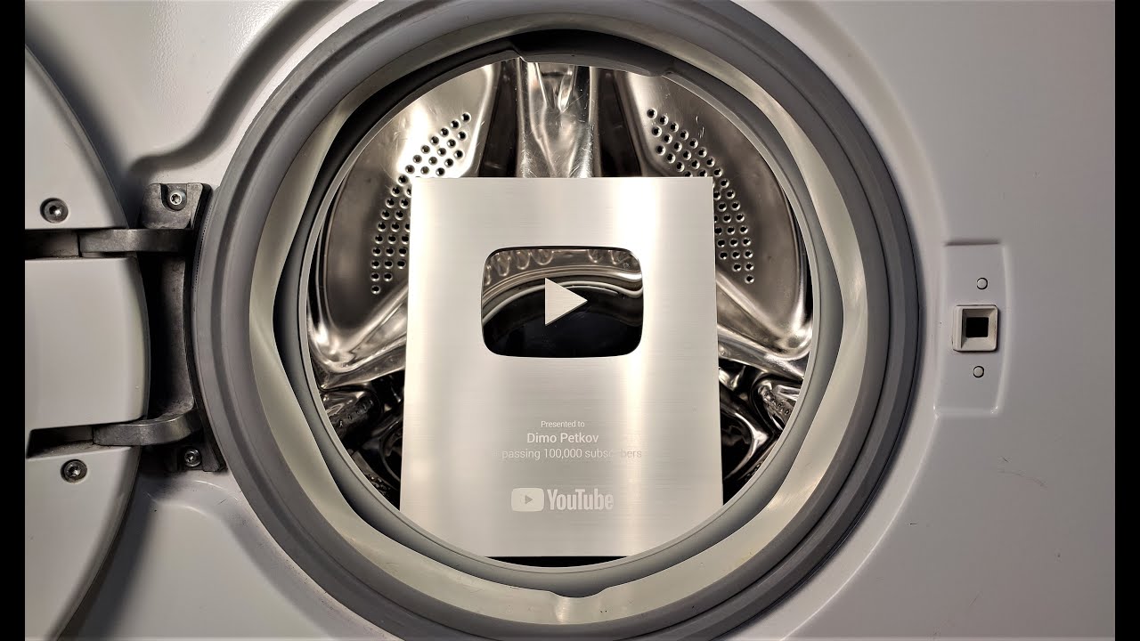 Experiment - YouTube Silver Play Button  - in a Washing Machine