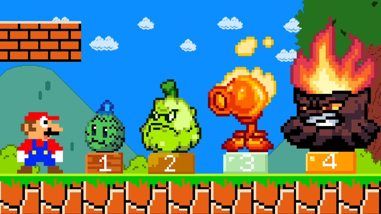 Super Mario Bros. If Mario could Grow any Plant Zombie | PixSaga Mario