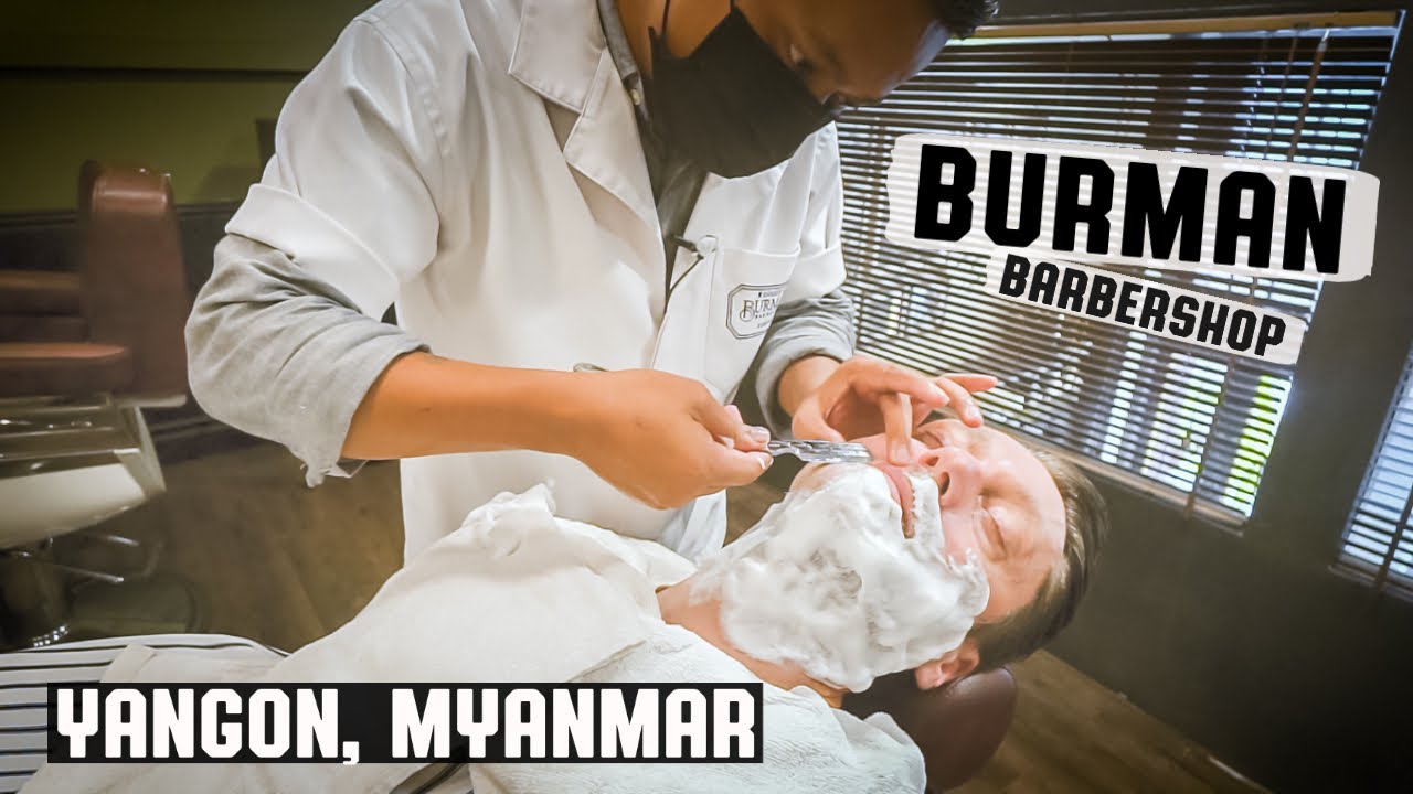 💈 Luxury Burma Hot Towel Shave | Burman Barbershop Yangon, Myanmar