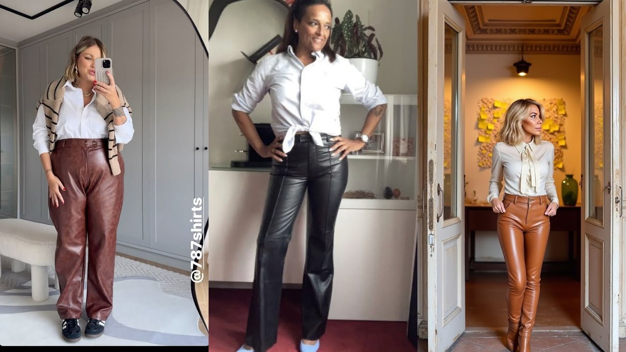 Older Women Beautiful Leather Dress Combination with White Making Attractive  Sense of fashion