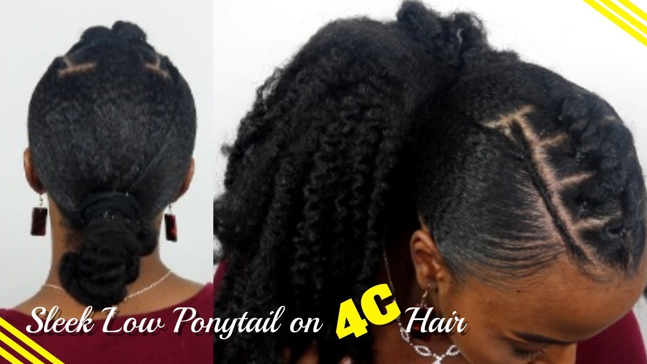 SLEEK LOW PONYTAIL ON 4C HAIR | MAYDE Jamaican Doll Drawstring Ponytail | gabbysqueendom