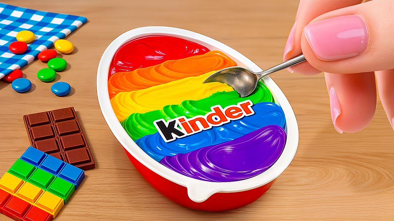 Satisfying Miniature Rainbow Kinder Joy Cake Decorating Idea | ASMR Chocolate