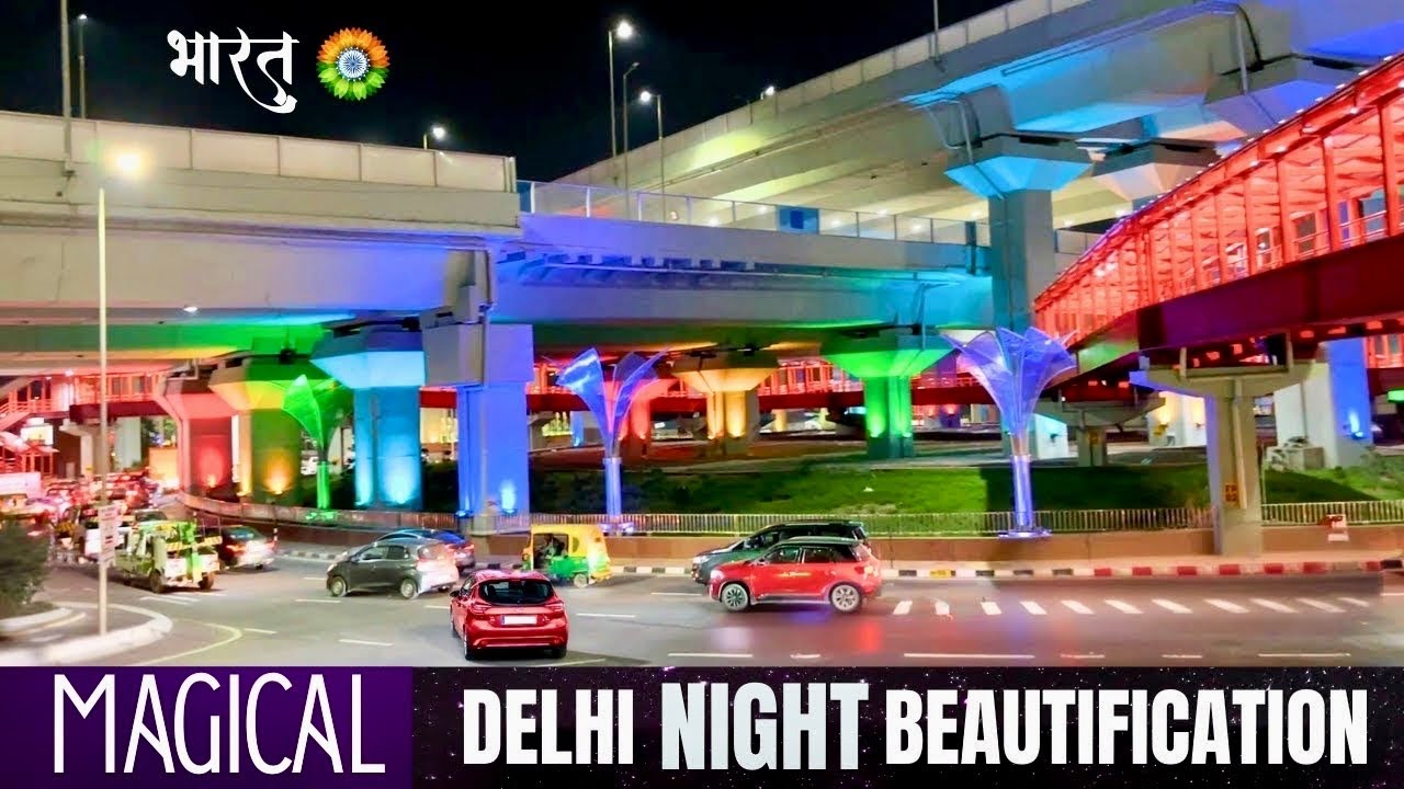 Delhi Night Beautification 🔥 Dwarka to Airport! A New Airport Corridor Rising – Magical Night Glow!