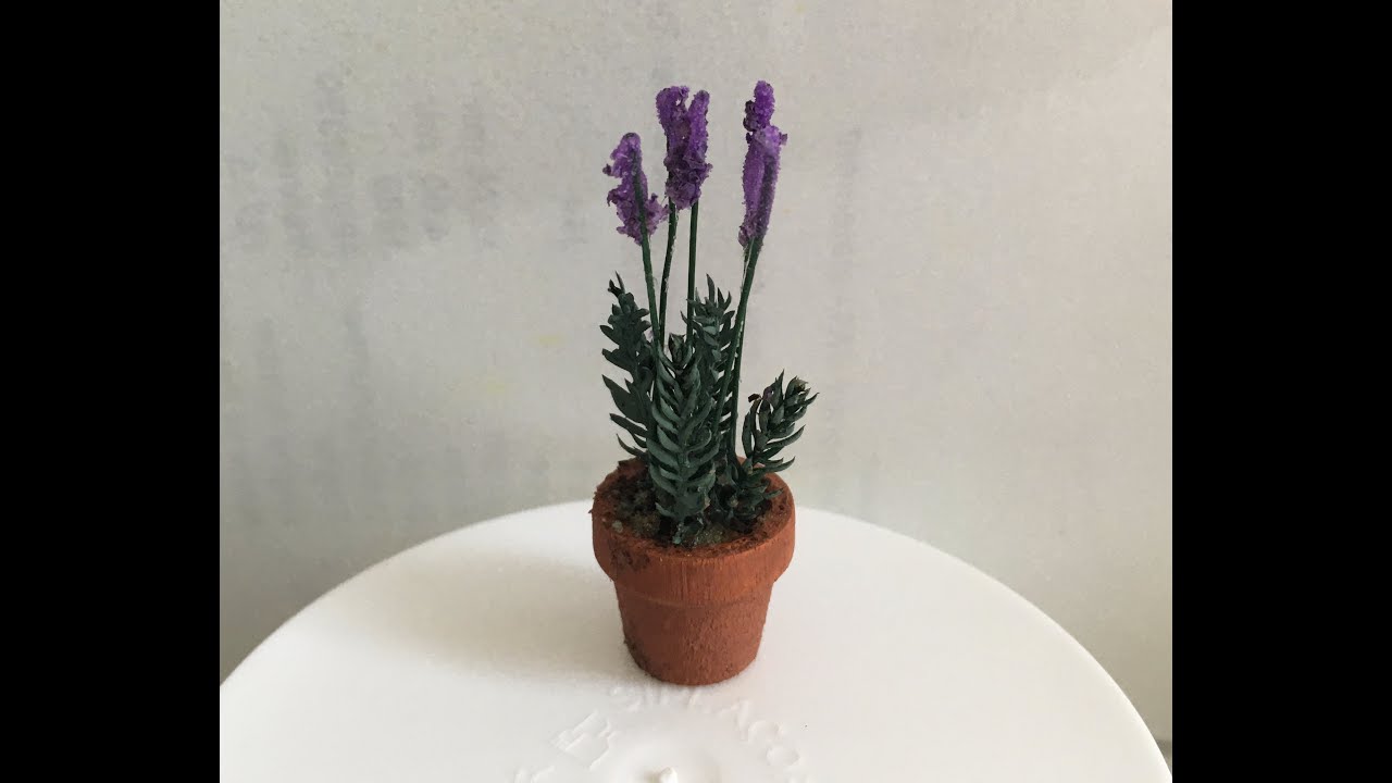 DIY 12th scale - Lavender potted plant - miniature Tutorial