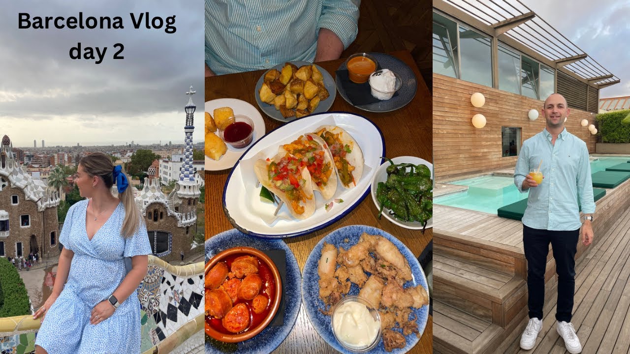 BARCELONA VLOG | Day 2 | park guell, Mercado de la Boqueria, bus tour, roof top bar, tapas